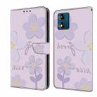 For Motorola Moto E13 Fresh Painted Leather Phone Case(Dark Purple Flowers) - 1