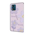 For Motorola Moto E13 Fresh Painted Leather Phone Case(Dark Purple Flowers) - 3