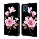 For Motorola Moto E13 Fresh Painted Leather Phone Case(Black Flowers) - 1