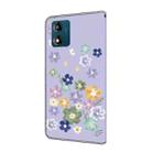 For Motorola Moto E13 Fresh Painted Leather Phone Case(Purple Floral) - 3