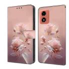 For Motorola Moto E14 Fresh Painted Leather Phone Case(Ceramic Flowers) - 1