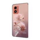 For Motorola Moto E14 Fresh Painted Leather Phone Case(Ceramic Flowers) - 3
