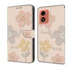 For Motorola Moto E14 Fresh Painted Leather Phone Case(Beige Flowers) - 1