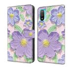 For Motorola Moto E20 Fresh Painted Leather Phone Case(Oil Painting Purple Flowers) - 1