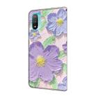 For Motorola Moto E20 Fresh Painted Leather Phone Case(Oil Painting Purple Flowers) - 3