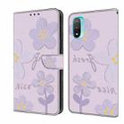 For Motorola Moto E20 Fresh Painted Leather Phone Case(Dark Purple Flowers) - 1