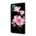 For Motorola Moto E20 Fresh Painted Leather Phone Case(Black Flowers) - 3