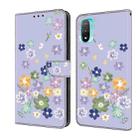 For Motorola Moto E20 Fresh Painted Leather Phone Case(Purple Floral) - 1