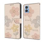 For Motorola Moto E22 Fresh Painted Leather Phone Case(Beige Flowers) - 1