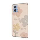 For Motorola Moto E22 Fresh Painted Leather Phone Case(Beige Flowers) - 3