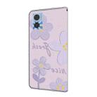 For Motorola Moto E22 Fresh Painted Leather Phone Case(Dark Purple Flowers) - 3