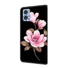 For Motorola Moto E22 Fresh Painted Leather Phone Case(Black Flowers) - 3