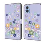 For Motorola Moto E22 Fresh Painted Leather Phone Case(Purple Floral) - 1