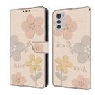 For Motorola Moto E32 Fresh Painted Leather Phone Case(Beige Flowers) - 1