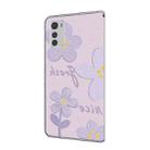 For Motorola Moto E32 Fresh Painted Leather Phone Case(Dark Purple Flowers) - 3
