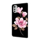 For Motorola Moto E32 Fresh Painted Leather Phone Case(Black Flowers) - 3