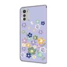 For Motorola Moto E32 Fresh Painted Leather Phone Case(Purple Floral) - 3