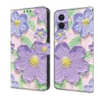 For Motorola Edge 30 Neo Fresh Painted Leather Phone Case(Oil Painting Purple Flowers) - 1