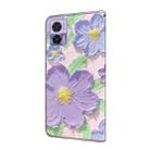 For Motorola Edge 30 Neo Fresh Painted Leather Phone Case(Oil Painting Purple Flowers) - 3