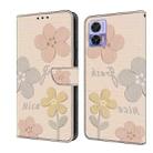 For Motorola Edge 30 Neo Fresh Painted Leather Phone Case(Beige Flowers) - 1