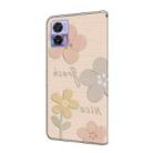 For Motorola Edge 30 Neo Fresh Painted Leather Phone Case(Beige Flowers) - 3