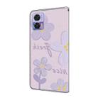 For Motorola Edge 30 Neo Fresh Painted Leather Phone Case(Dark Purple Flowers) - 3