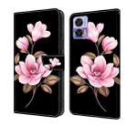 For Motorola Edge 30 Neo Fresh Painted Leather Phone Case(Black Flowers) - 1