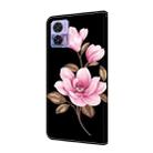 For Motorola Edge 30 Neo Fresh Painted Leather Phone Case(Black Flowers) - 3