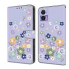 For Motorola Edge 30 Neo Fresh Painted Leather Phone Case(Purple Floral) - 1