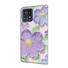 For Motorola Edge+ 2023 Fresh Painted Leather Phone Case(Oil Painting Purple Flowers) - 3