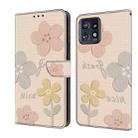 For Motorola Edge+ 2023 Fresh Painted Leather Phone Case(Beige Flowers) - 1