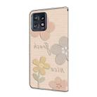 For Motorola Edge+ 2023 Fresh Painted Leather Phone Case(Beige Flowers) - 3