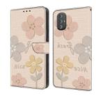 For Motorola Moto G Power 2022 Fresh Painted Leather Phone Case(Beige Flowers) - 1