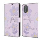 For Motorola Moto G Power 2022 Fresh Painted Leather Phone Case(Dark Purple Flowers) - 1