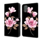 For Motorola Moto G Power 2022 Fresh Painted Leather Phone Case(Black Flowers) - 1