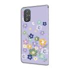 For Motorola Moto G Power 2022 Fresh Painted Leather Phone Case(Purple Floral) - 3