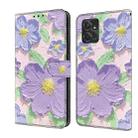 For Motorola Moto G Power 5G 2023 Fresh Painted Leather Phone Case(Oil Painting Purple Flowers) - 1