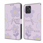 For Motorola Moto G Power 5G 2023 Fresh Painted Leather Phone Case(Dark Purple Flowers) - 1