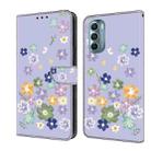 For Motorola Moto G Stylus 5G 2022 Fresh Painted Leather Phone Case(Purple Floral) - 1