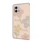 For Motorola Moto G Stylus 5G 2023 Fresh Painted Leather Phone Case(Beige Flowers) - 3