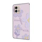 For Motorola Moto G Stylus 5G 2023 Fresh Painted Leather Phone Case(Dark Purple Flowers) - 3