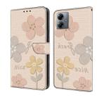 For Motorola Moto G14 Fresh Painted Leather Phone Case(Beige Flowers) - 1