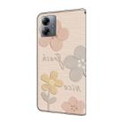For Motorola Moto G14 Fresh Painted Leather Phone Case(Beige Flowers) - 3