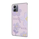 For Motorola Moto G14 Fresh Painted Leather Phone Case(Dark Purple Flowers) - 3