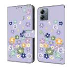 For Motorola Moto G14 Fresh Painted Leather Phone Case(Purple Floral) - 1