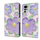 For Motorola Moto G22 Fresh Painted Leather Phone Case(Oil Painting Purple Flowers) - 1