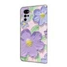 For Motorola Moto G22 Fresh Painted Leather Phone Case(Oil Painting Purple Flowers) - 3