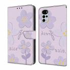 For Motorola Moto G22 Fresh Painted Leather Phone Case(Dark Purple Flowers) - 1