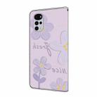 For Motorola Moto G22 Fresh Painted Leather Phone Case(Dark Purple Flowers) - 3