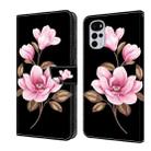 For Motorola Moto G22 Fresh Painted Leather Phone Case(Black Flowers) - 1